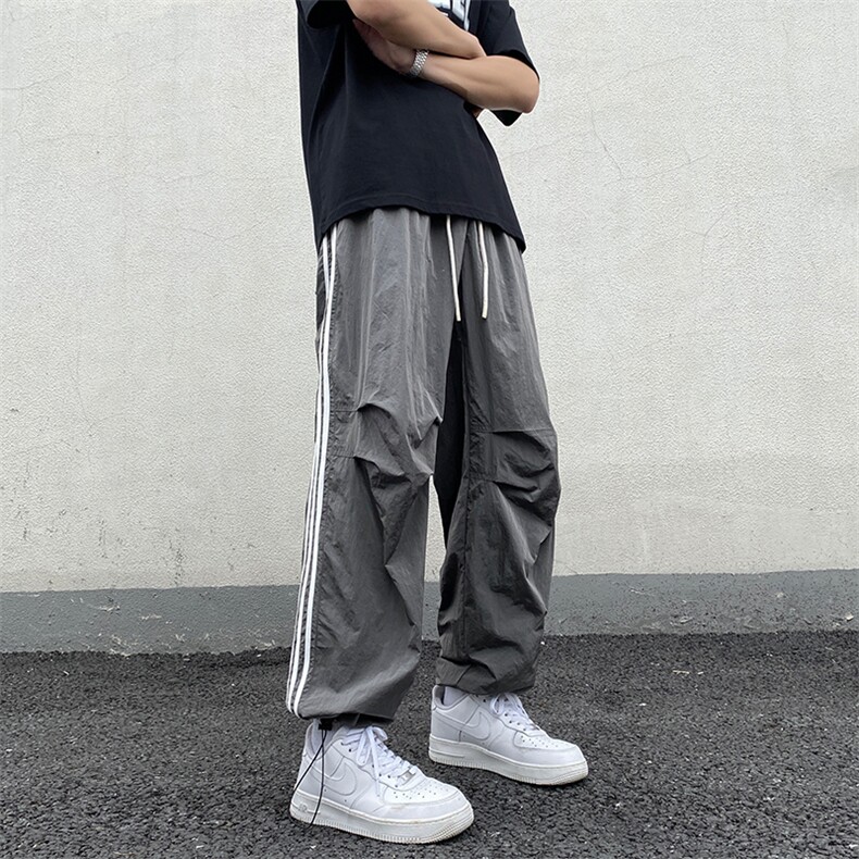美式7条纹金属质感运动裤秋季薄款坠感裤运动裤K211-1-K2345-P50,女装休闲裤,星座211-1
