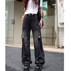 美式复古水洗做旧重工直筒牛仔裤高街cleanfi裤子男女80300-p65，男装牛仔裤，星座1008