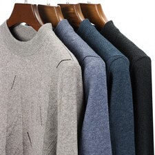 B-N21608冬季新款男士圆领毛衣仿羊绒针织加绒打底衫男装保暖P75图片