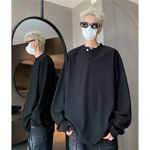 初秋新款抗皱不起球小V领T恤男长袖纯色套头上衣打底衫D362 特P38图片