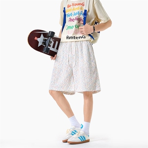 现货2025夏季扎染马海毛彩虹五分裤短裤XZ806-DK05008特P25控49图片