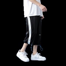 7XL-M港风休闲裤男2023夏季新款男女中性风中裤七分裤加肥加大码,男装休闲裤,钱塘717(原712)