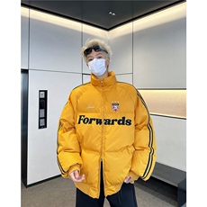 美式潮牌字母绣花棉服男冬条纹面包服情侣款棉衣外套MF316-P96，男装棉衣，星座412-3