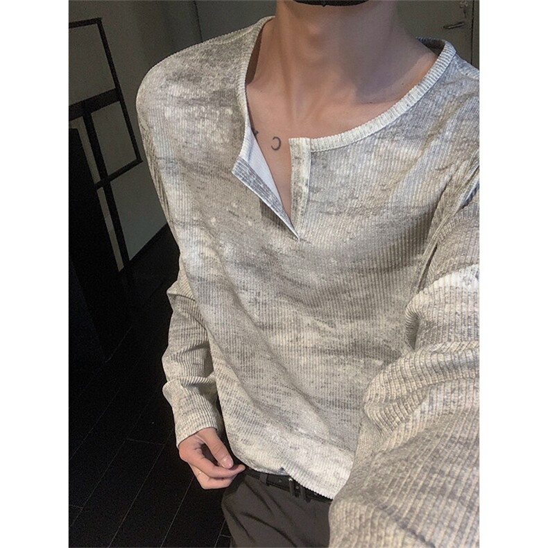 夏季休闲防晒皮肤衣 C6079-TP3558 复古休闲慵懒风扎染上衣男图片