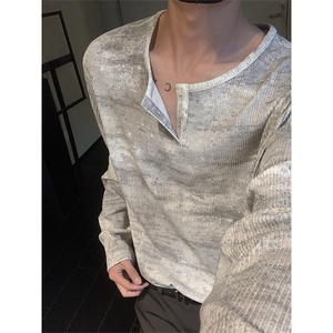 夏季休闲防晒皮肤衣 C6079-TP3558 复古休闲慵懒风扎染上衣男图片