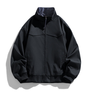 复古格纹内衬立领夹克男春季宽松休闲工装外套 XZ309 JK8617 P73图片