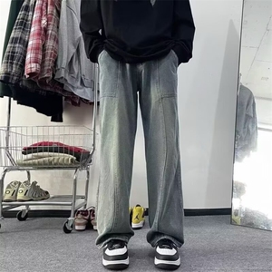 高街美式牛仔裤男款春秋季新款潮流男生宽松水洗直筒裤子N355-P52图片
