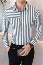 19秋款男青年英伦风衬衫韩版商务男士条纹长袖衬衫102A-BF09，男装衬衫，星座419（原A233）