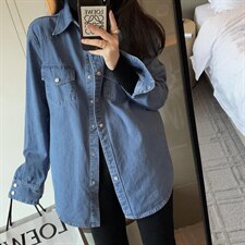 复古牛仔衬衫，女装衬衫，XTZ style