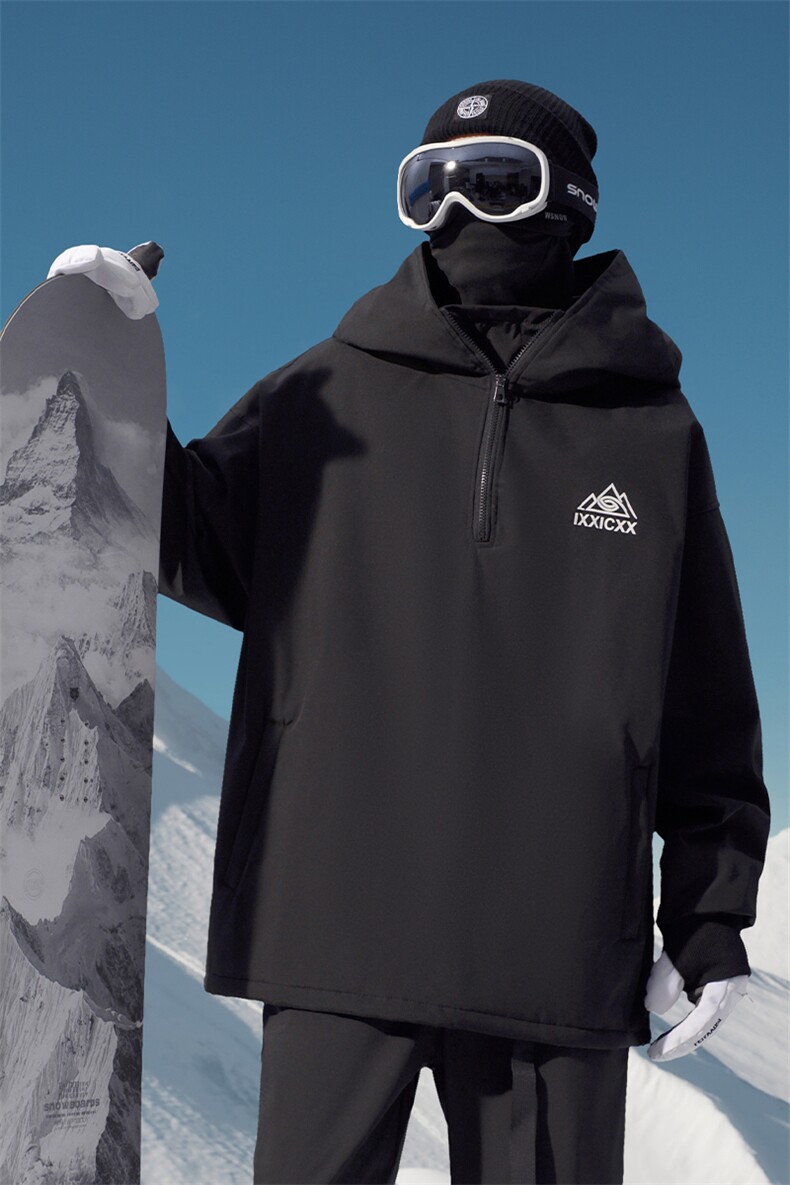 冬季防风防水兔耳朵保暖滑雪服男女银狐绒大码设计感外套M38-P125,男装棉衣,电商A001-1