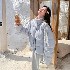 蓝色羽绒服短款女2025新款冬韩系小个子温柔风奶fufu白鸭绒外套，女装羽绒服，2B187