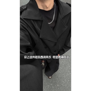 日系文艺双排扣复古短款外套经典短款休闲精致上衣外套HY802P80图片