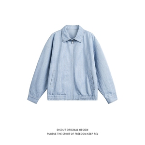 潮牌美式cleanfit纯色短款翻领夹克男女春秋季宽松外套W6721-P57图片