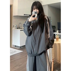 三条杠夹克外套休闲长裤运动套装衣H1003P78裤KH123P58(网图），男装夹克，电商A341