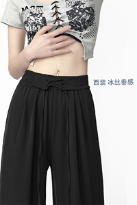 抖音品质 宽松休闲直筒西裤高街美式垂感冰丝休闲裤子D18 P50控68图片