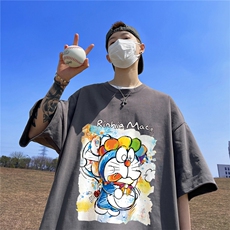 卡通印花青少年短袖t恤男夏季港风宽松大码小清新情侣五分袖体恤，男装T恤，星座508（原C305）