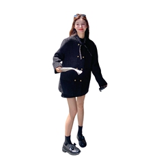 小香风羽绒服半身裙套装女冬季新款设计感小众百搭美式复古两件套，女装毛呢外套，2D078