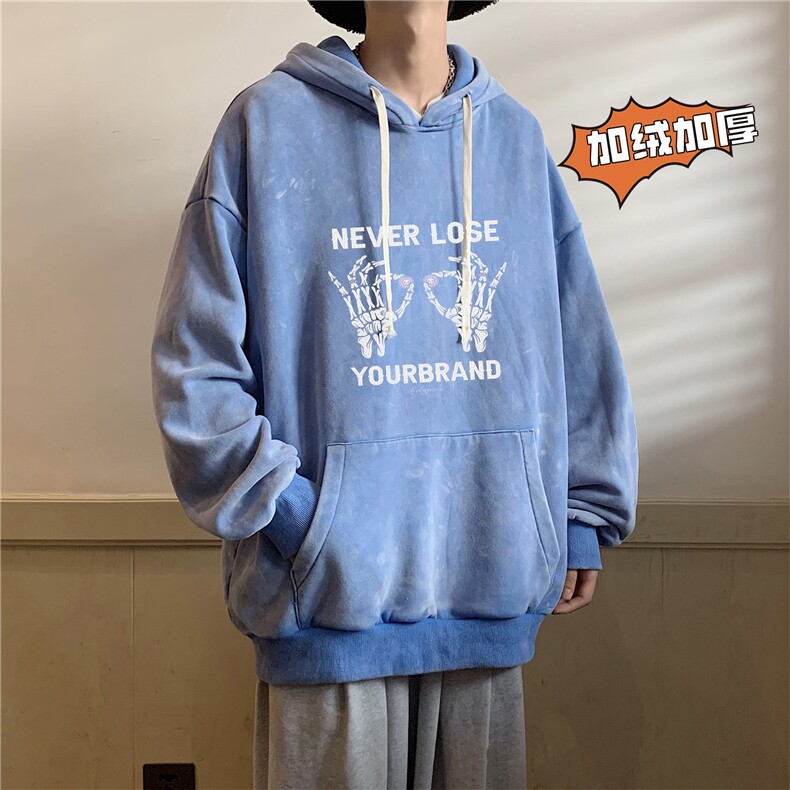 新款秋冬港风宽松连帽套头卫衣X5667-常规P70控88-加绒P80控98图片