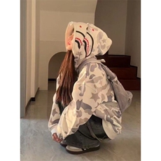 【有货】DY984-P53美式复古鲨鱼头双帽拉链卫衣男春秋季迷彩外套，男装卫衣，星座603-2