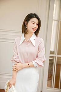 女士衬衫长袖蝴蝶领图片