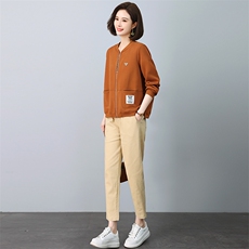 2025春秋中年妈妈外套女卫衣套装女装运动服开衫上衣，女装套装/套裙，忆绮罗