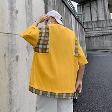 拼接腰果花五分袖T恤男女简约新款夏季ins潮流圆领体恤打底衫，男装T恤，星座506