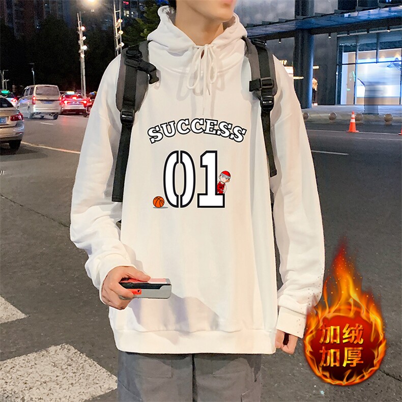 WY2205-P35加绒款-P40纯棉连帽卫衣男大码运动帽衫宽松薄外套男,男装卫衣,电商A040
