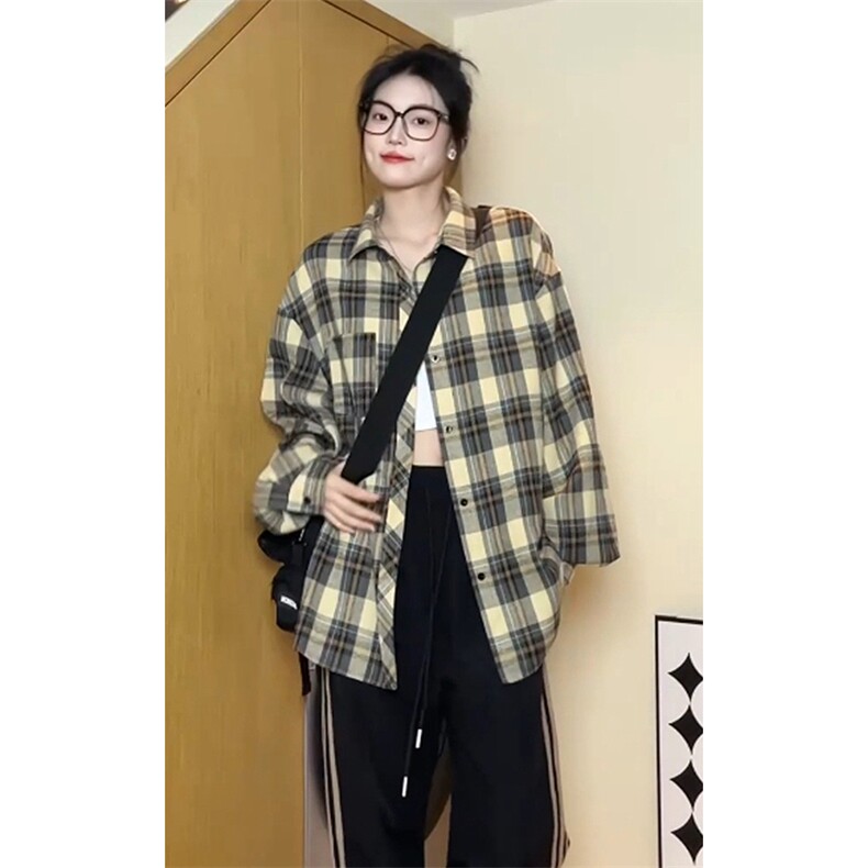 韩版潮流复古格子大码翻领长袖衬衫内搭外套C2193-P30【特价】,男装衬衫,电商A007
