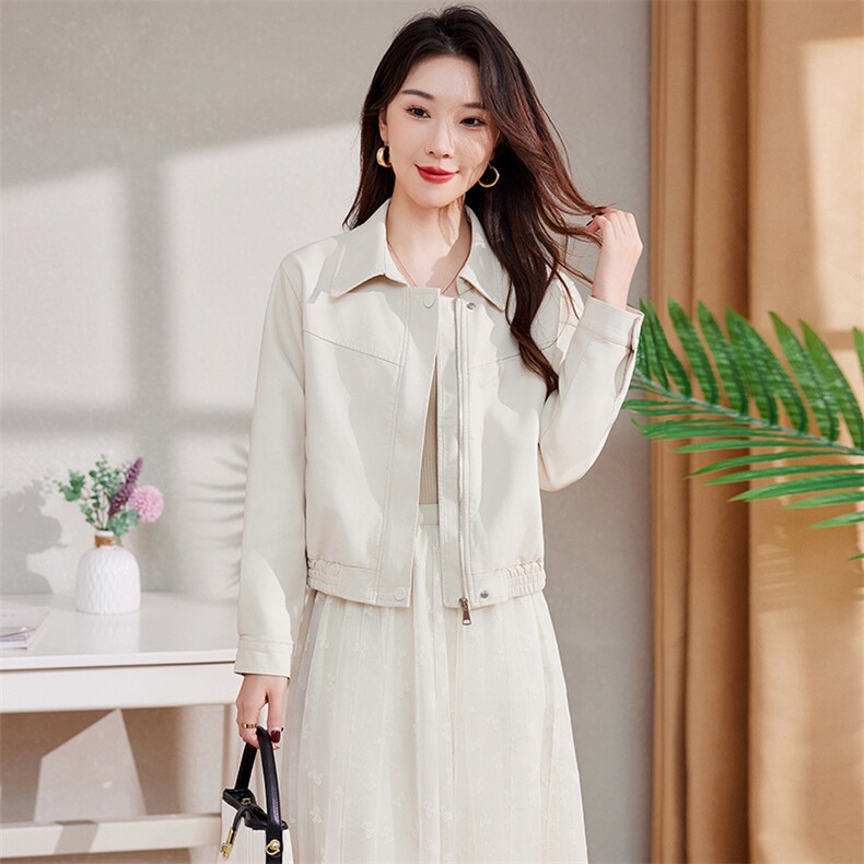 机车小个子皮衣外套女2024春季新款美式港风PU皮夹克短款上衣外搭,女装皮衣,江南女神