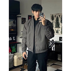 抖音得物美式潮休闲夹克春季立领纯色复古工装加厚棉服外套AMY01，男装夹克，电商A443