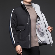 男士中年冬季加厚保暖外套中年男装商务休闲连帽可脱卸羽绒服，男装羽绒服，电商B212（原钱塘6029）