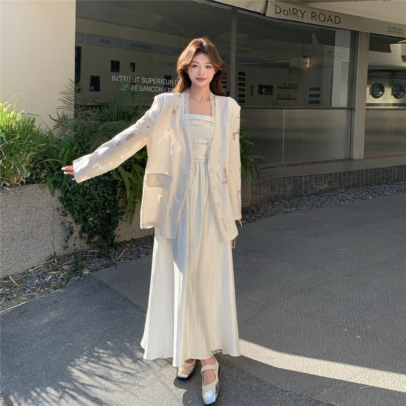 蕾丝花边米白色西装外套女夏2025新款百搭小香风漂亮洋气减龄西服,女装西装,2C273