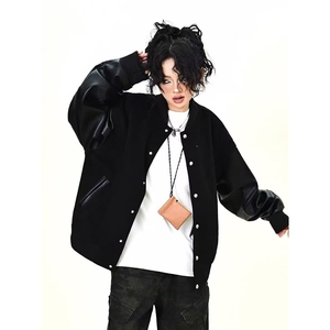 春秋季外套男潮日系复古风立领夹克英伦棒球服韩版百搭帅气宽松图片
