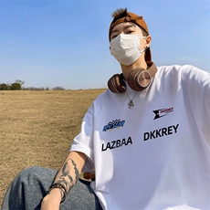 抖音得物二开现货220克夏装重磅美式高街宽松短袖t恤MT256，男装T恤，电商A486-1