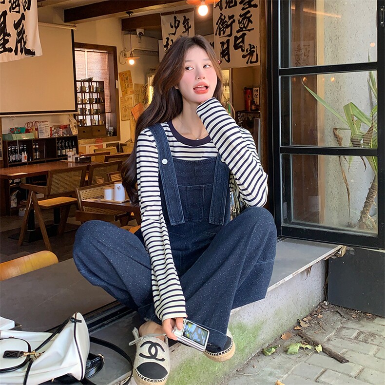 美式慵懒风超好看雪花牛仔背带裤女春秋2025新款洋气减龄宽松套装,女装套装/套裙,浙宝212A