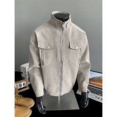 秋季立领男士外套机车皮衣工装夹克外套茄克上衣A266-PY012-P75，男装皮衣，电商A266