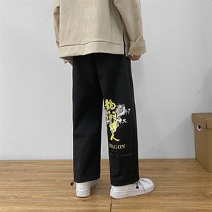 2021春秋款 白墙黑色2休闲宽松印花运动裤A061-K1855-P35加绒P45图片