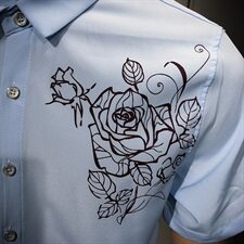 2021年玫瑰印花衬衫短袖衬衫大码男装QT5030/772p45，男装衬衫，电商A012