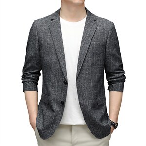 西装男士2023春秋季平驳领小西服商务休闲时尚外套中年男装图片