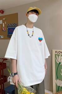 2025夏季 港风休闲印花oversize宽松T恤 B266-DX11-P30图片