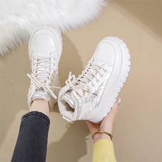 韩版加绒棉靴女2024冬季保暖高帮女鞋ins学生休闲运动棉鞋，女鞋雪地靴，电商A223