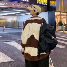 高街潮牌撞色毛衣男慵懒风情侣复古宽松秋冬针织衫外套MY5605-P50，男装针织衫/毛衣，星座308B-2