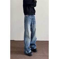 春季美式ins高街hiphop重工艺水洗直筒牛仔裤货号K2593P55，男装牛仔裤，电商A063