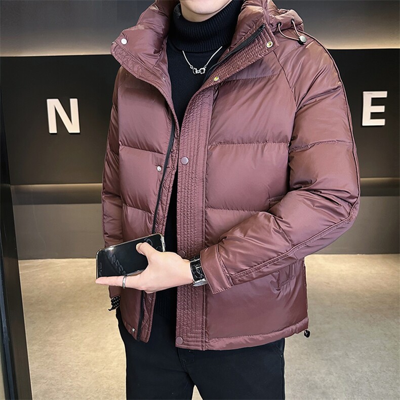 L-4XL  冬季新款连帽短款纯色棉衣男 Y9922-P175图片