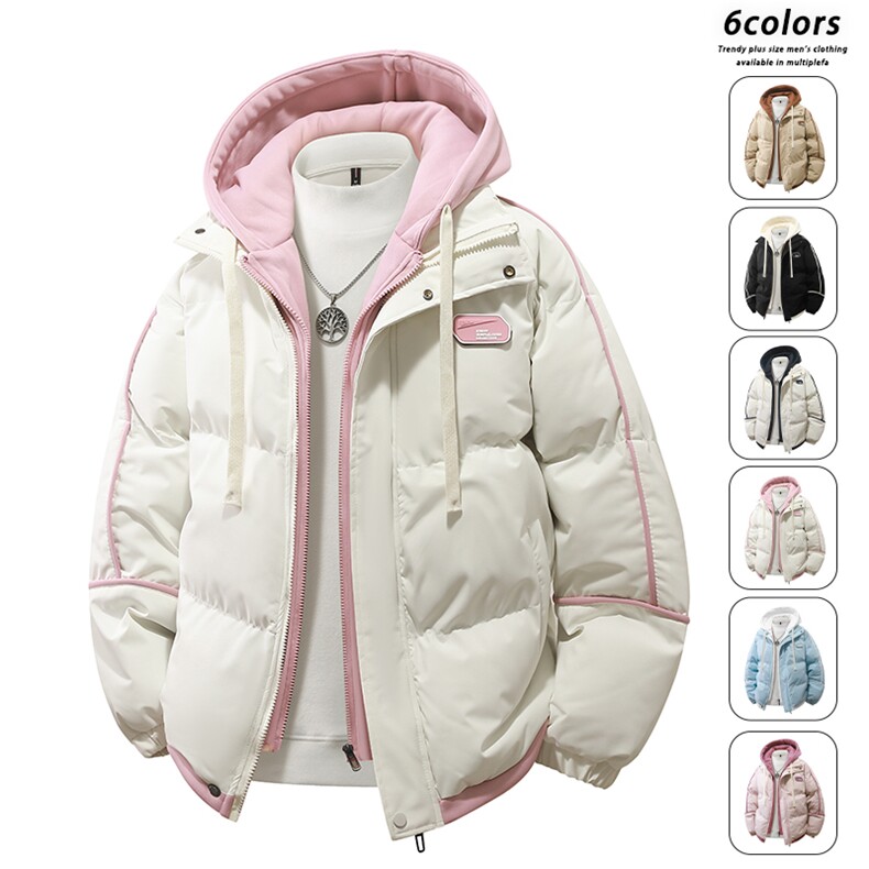 棉服外套2025冬季新款情侣潮牌加厚连帽假两件棉衣MY0888-P82,男装棉衣,星座610（原A335）