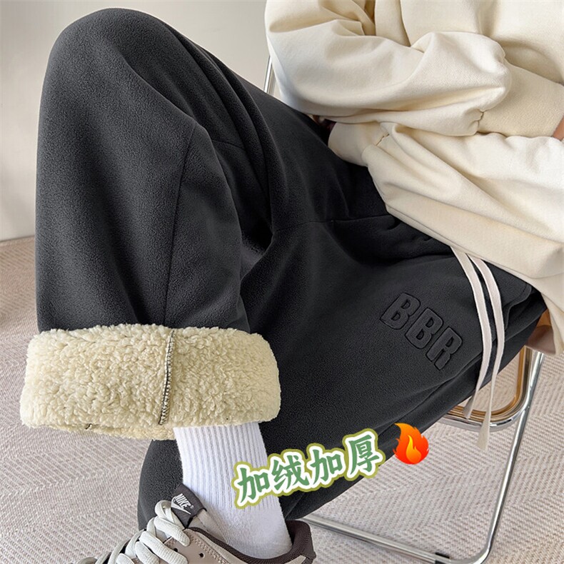 217-2-NK557-P45冬季新款羊羔绒加绒加厚直筒休闲裤男大码卫裤，男装休闲裤，星座217-2