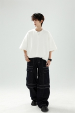 8XL-M特大码短袖男假两件五分袖高品质空气层宽松上衣DX321P35，男装T恤，电商D206-1