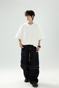 8XL-M 特大码短袖男假两件五分袖高品质空气层宽松上衣DX321P35图片