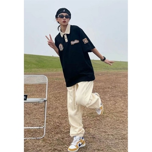 WE1703-P21 日系复古简约刺绣短袖POLO衫男潮牌街头图片
