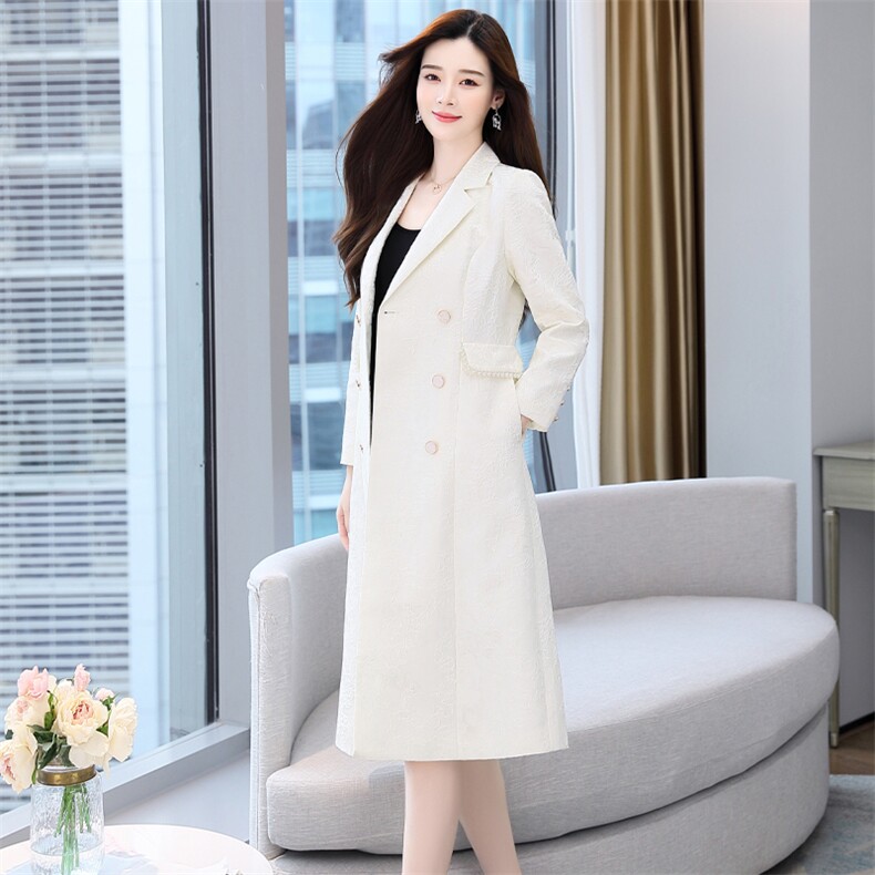 2023年时尚简约大方气质优雅双排扣中长款风衣，女装风衣，时尚俏佳人